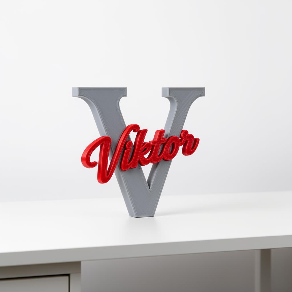 3D-gedruckter personalisierter Namensbuchstabe mit Kalligraphie-Einsatz